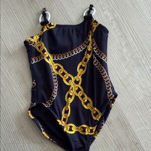 Stylish Kids Swim One Piece in Black and Gold